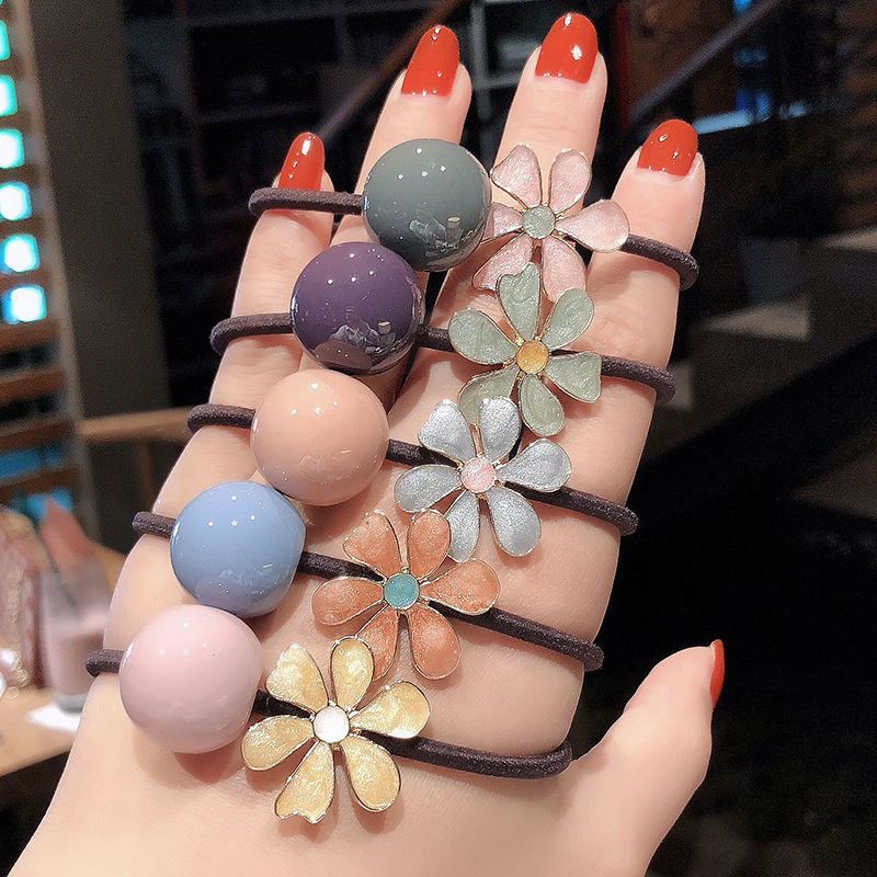 头绳女简约花朵珠子发绳韩国ins网红少女扎头发皮筋森女气质发饰