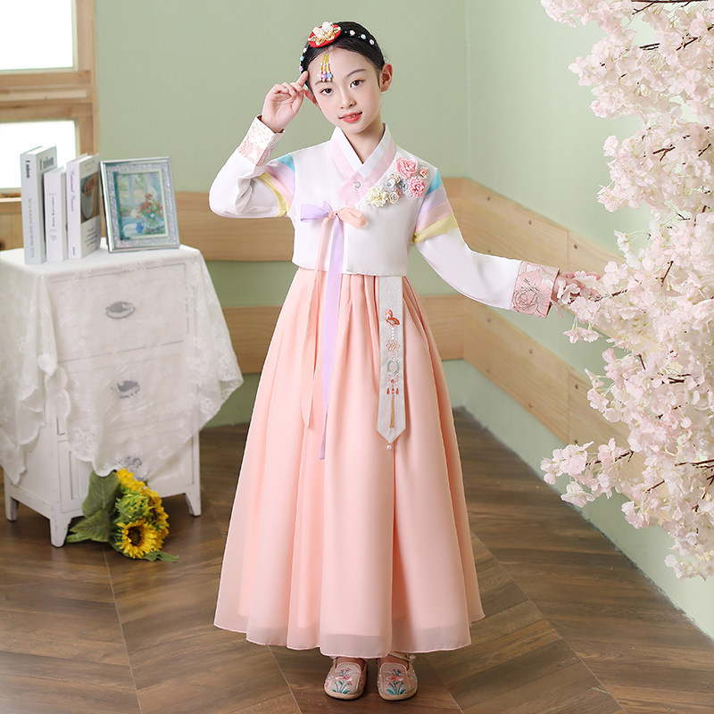 新款儿童女童韩服女宝宝童装朝鲜族元旦演出服装韩国小孩传统古装