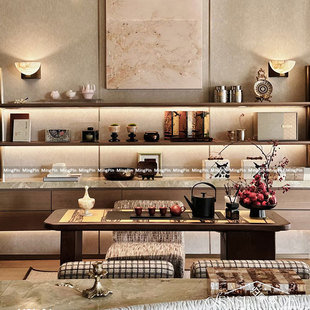 新中式宋代美学样板房茶社茶室展厅售楼处书房接待室软装配饰茶具