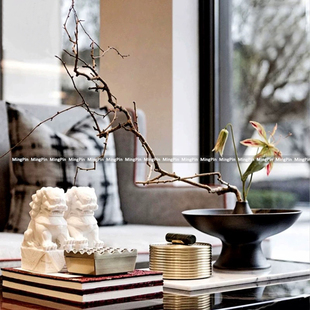 新中式宋代美学样板房民宿酒店别墅茶社软装搭配套餐摆件花瓶茶壶