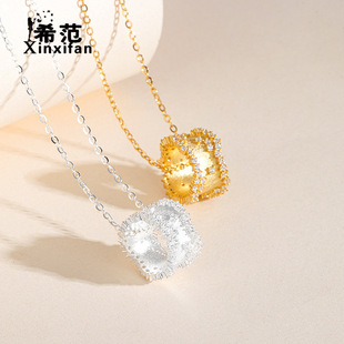 s925纯银繁星点点项链女小蛮腰带钻吊坠锁骨链黄金质感金雕宫廷风
