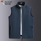 啄木鸟摇粒绒马甲男秋冬加绒加厚抓绒背心春秋季 中年爸爸坎肩外套