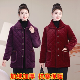 棉衣新款冬季短款三层加绒加厚棉服女睡衣家居服外套棉袄保暖罩衣