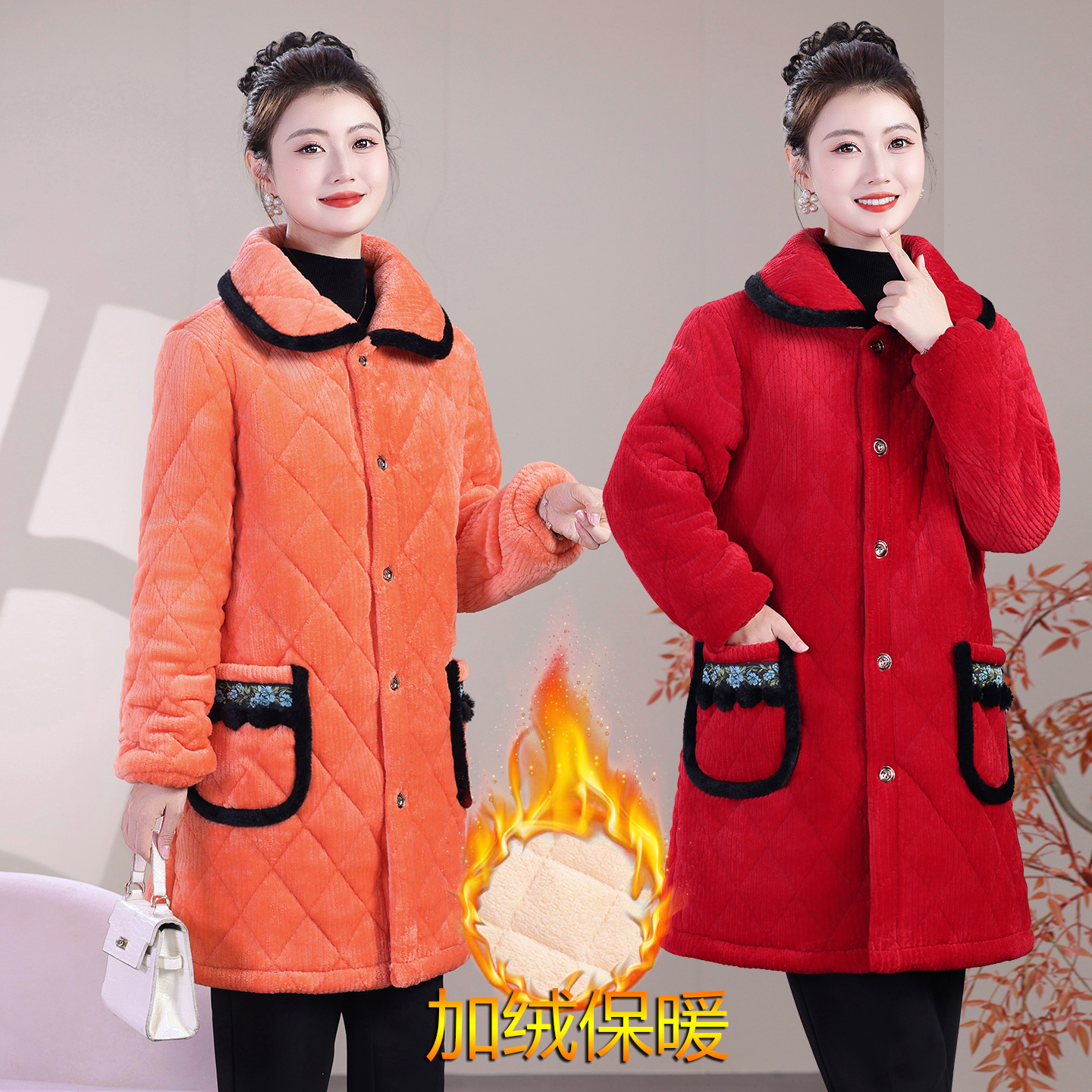 加绒加厚冬季新款大褂棉服棉衣外套长款时尚棉袄外穿保暖罩衣省服