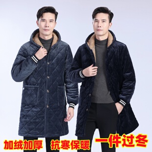 罩衣男男秋冬加绒加厚睡衣宽松工作服大褂棉服保暖外套男外穿棉袄