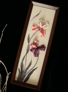 鸢尾花浮雕画纯手工制作俄罗斯浮雕画装饰画摆件