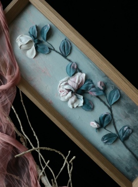 玫瑰花浮雕画纯手工制作装饰画家居摆件工艺画