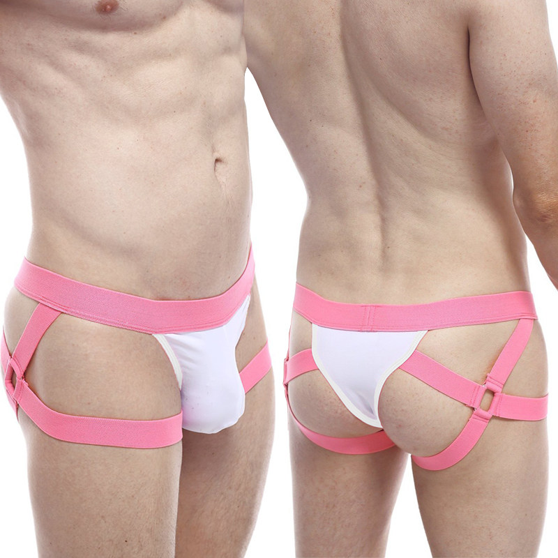 青年潮流个性男式低腰三角镂空双丁内裤性感骚受可爱丁字裤gay