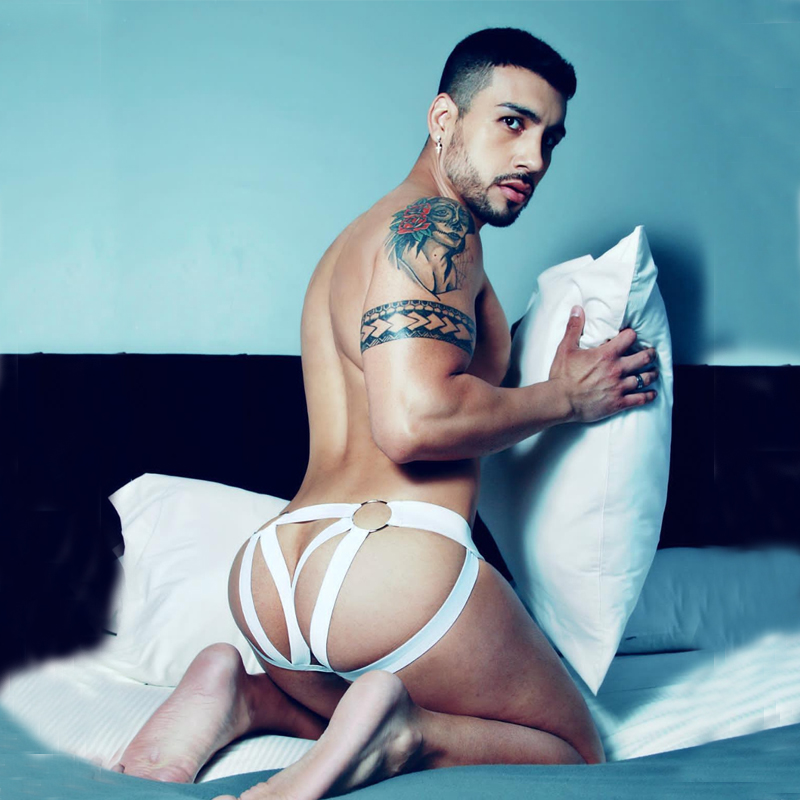 男士低腰凸提丁字裤修身镂空性感