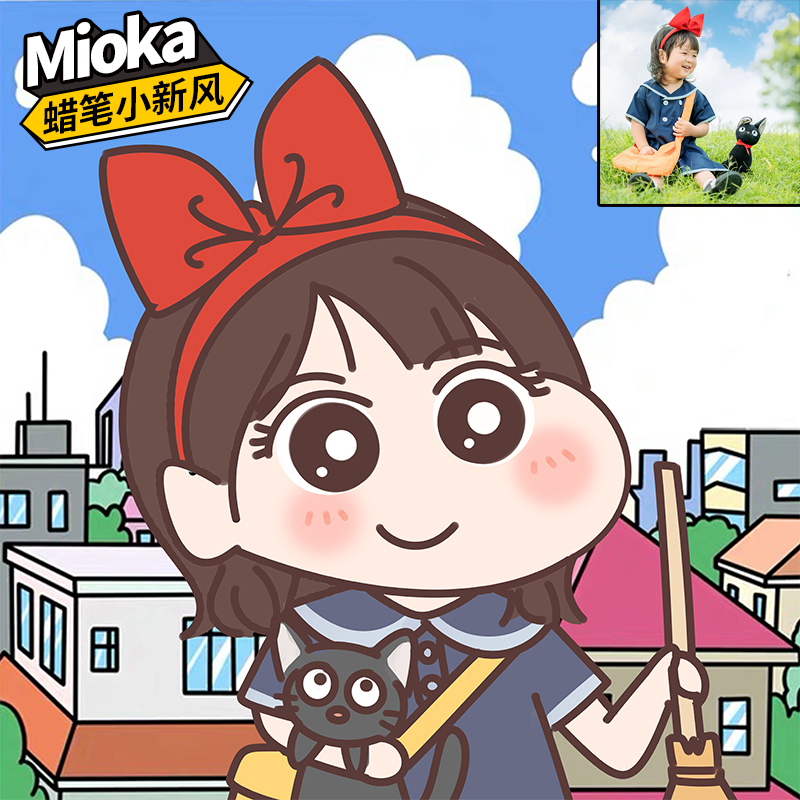 Q版蜡笔小新风格手绘头像定制卡通情侣真人形象logo设计照片漫画