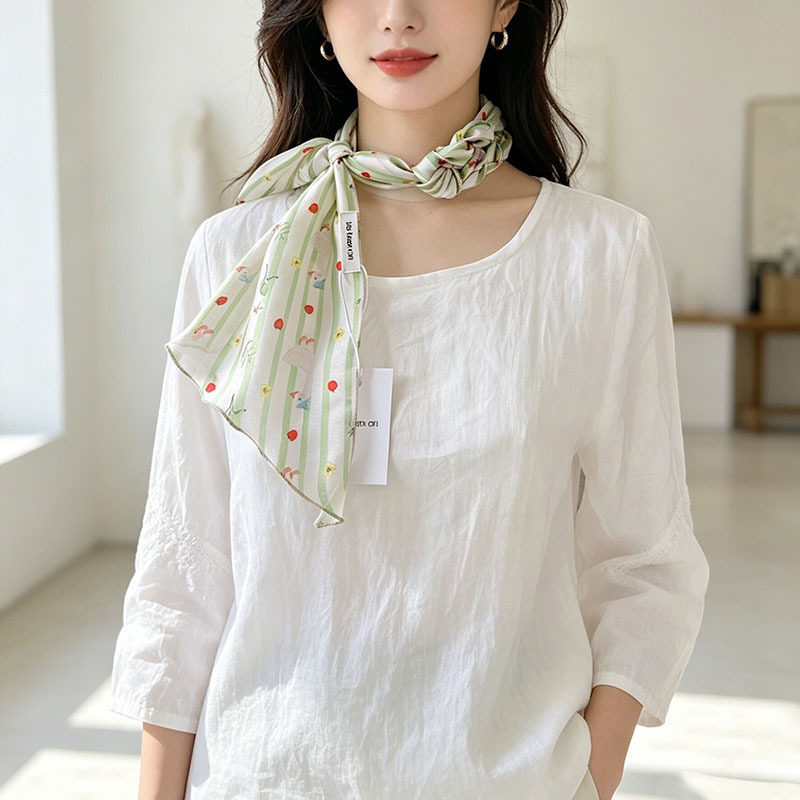 飘逸优雅甜美风欧根纱丝巾领巾女长款春夏轻薄透气飘带腰带多功能