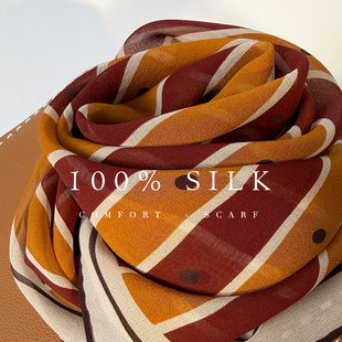 「复古美拉德」轻盈感乔琪纱真丝丝巾女春夏多功能桑蚕丝装饰领巾