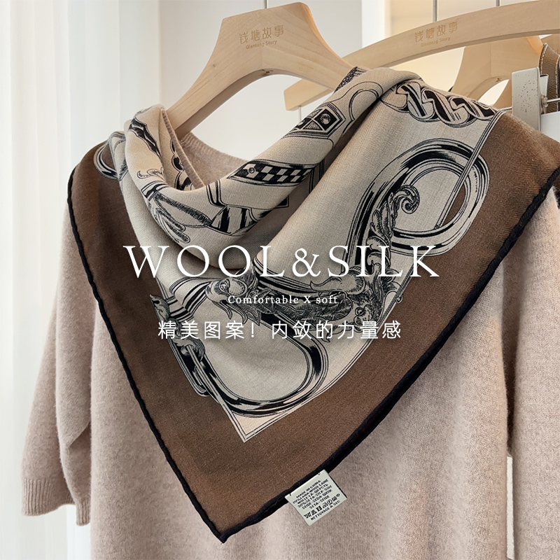 复古棕调」丝毛围巾女冬季轻奢风