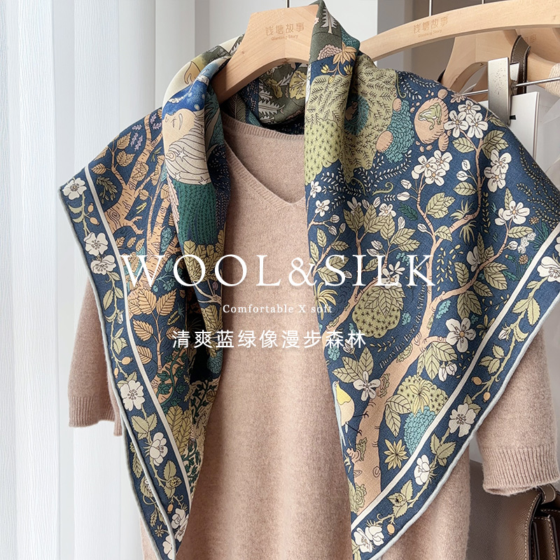 艺术森林色系！新款丝毛围巾女冬