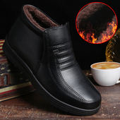 冬鞋 冬季 中老年爸爸男士 棉皮鞋 棉鞋 男加绒保暖加厚高帮休闲皮棉鞋