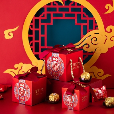 金葱高档结婚礼摆桌磨砂喜糖盒子