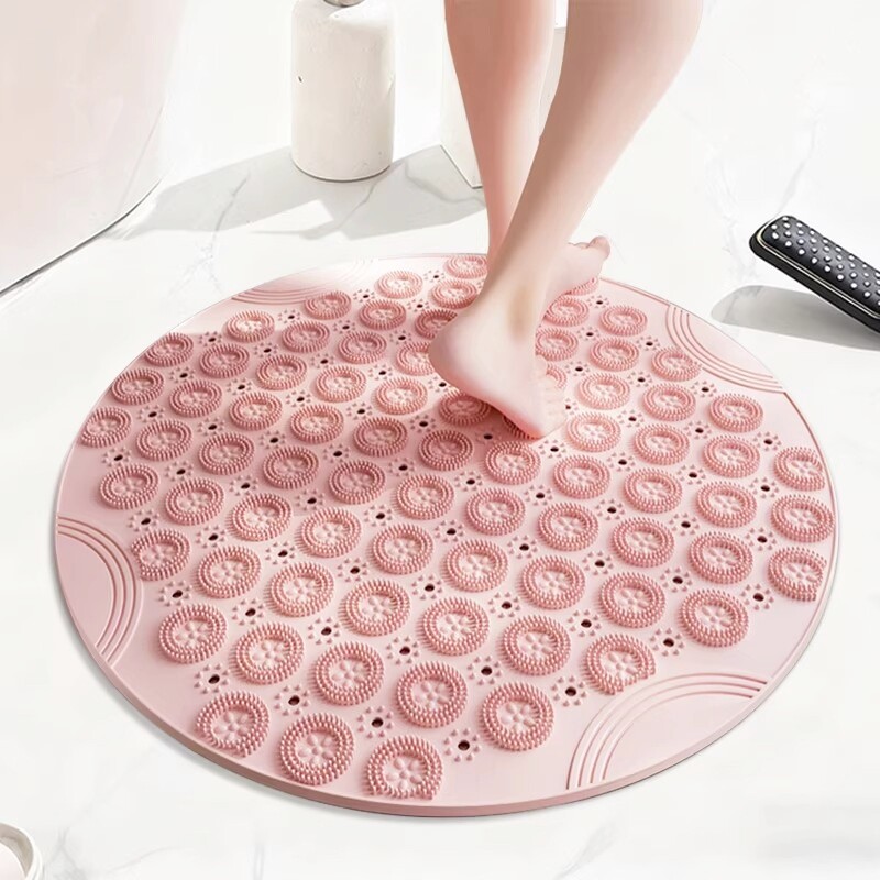 佳洁利沐浴室防滑圆形垫防摔家用淋浴吸盘地垫卫浴洗澡柔软按摩垫