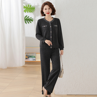 2025新款 中老年卫衣女春秋洋气两件套 休闲运动服套装 中年妈妈春装