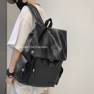 书包男ins潮酷大学生设计感小众电脑双肩包女2025新款时尚背包黑