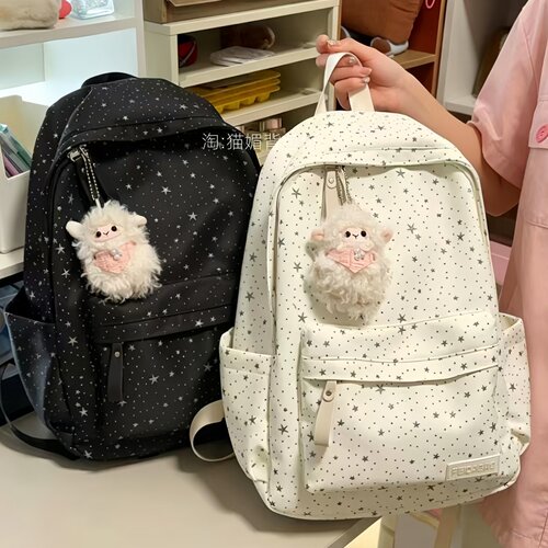 书包初中生女高中星星双肩包尼龙