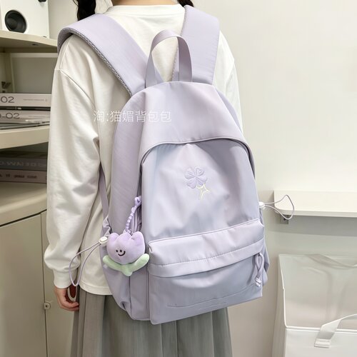 ins小众四叶草尼龙电脑双肩包女