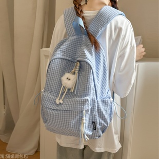 中学生书包初中女生高颜值小众ins风休闲简约背包轻便旅行双肩包