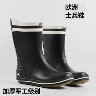 欧美士兵中筒防滑平底防臭防水春夏款男款女款橡胶雨鞋雨靴水鞋