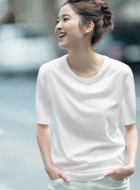 中袖上衣白色显瘦女夏新款T恤