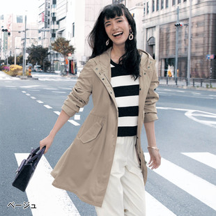 日本进口修身A摆时尚带帽防水风衣女中长款气质百搭2019秋季新品