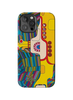 披头士甲壳虫摇滚乐队 黄色潜水艇 卡通小众艺术插画 适用苹果 iPhone 15/16/17 Pro Max双层全包防摔手机壳