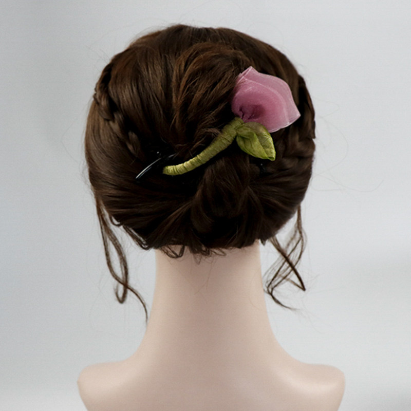 原创设计郁金香发夹后脑勺发饰