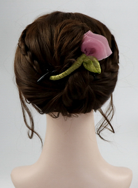 新中式发夹女2025新款发量多扭扭夹发饰森女一字夹紫色后脑勺头饰