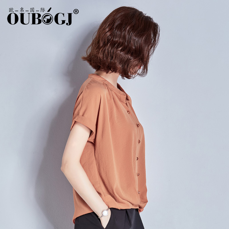 OUBOGJÑ©·Ä³ÄÉÀÅ®¶ÌÐäéÙÉ«ÉÏÒÂÅ®×°ÏÄ×°2018п°æÁ¢Áì³ÄÒ¿íËÉ
