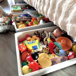 邪修沙发底下玩具!长方形电视柜下无盖猪食槽装儿童积木收纳槽