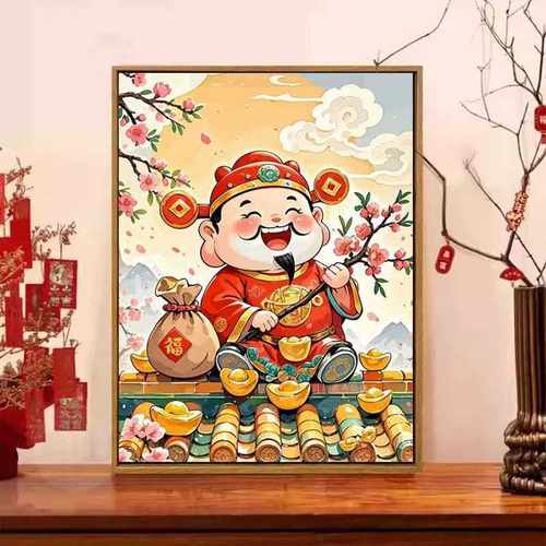 招财进宝财神爷小件十字绣