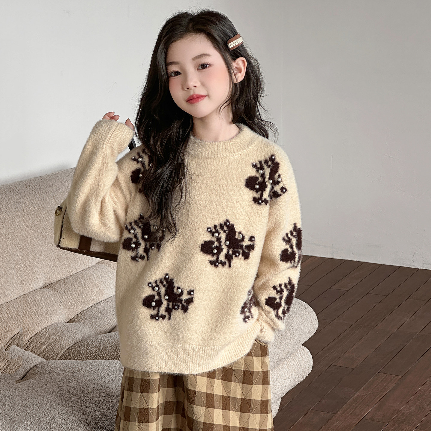 女童毛衣秋冬2025新款仿貂绒内搭