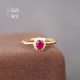 冯冯珠宝 天然鸽血红50分红宝石戒指18K玫瑰金日常麻花辫子女戒