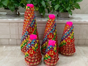 七彩螺旋供佛糖塔莲花灯塔拜佛贡品佛前闽南潮汕供佛塔敬天公