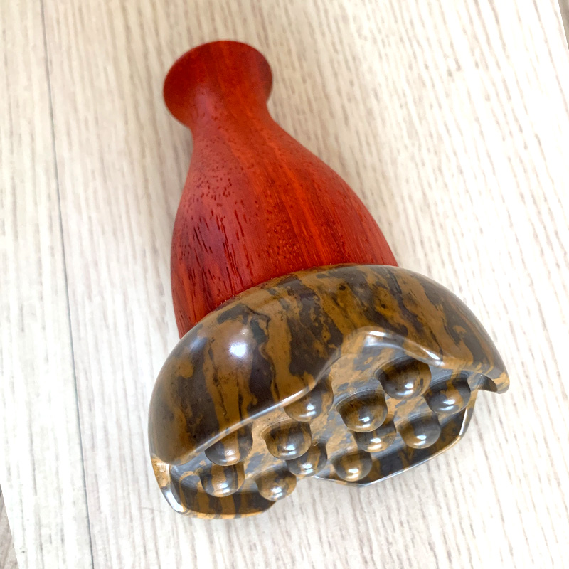 6A金龙纹8cm莲花帝王黄电热玄黄砭石温灸仪经络刮痧按摩能量石