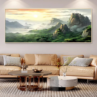 日出东方钻石绣2025新款背有靠山手工钻石贴画客厅风景十字绣满钻