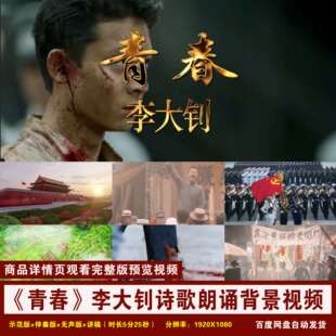 YR207-《青春》李大钊五四青年节红色爱国诗歌朗诵背景视频