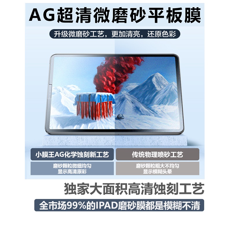 MX小膜王适用ipad磨砂膜钢化膜2024新款13寸air6/5/4全屏pro苹果平板2022无指纹10.9寸保护类纸ag防眩光mini7