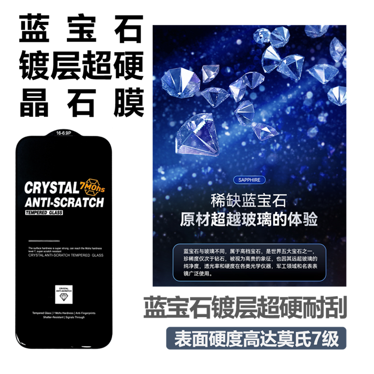 MX小膜王适用苹果iphone16promax蓝宝石钢化膜镀层晶石膜16pro手机膜全屏高清plus防摔贴膜神器听筒15promax