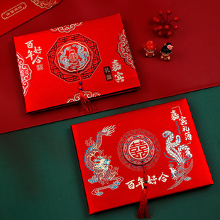 绒面硬壳礼单本通用嘉宾礼簿人情礼金记账本大红题名录结婚礼金簿