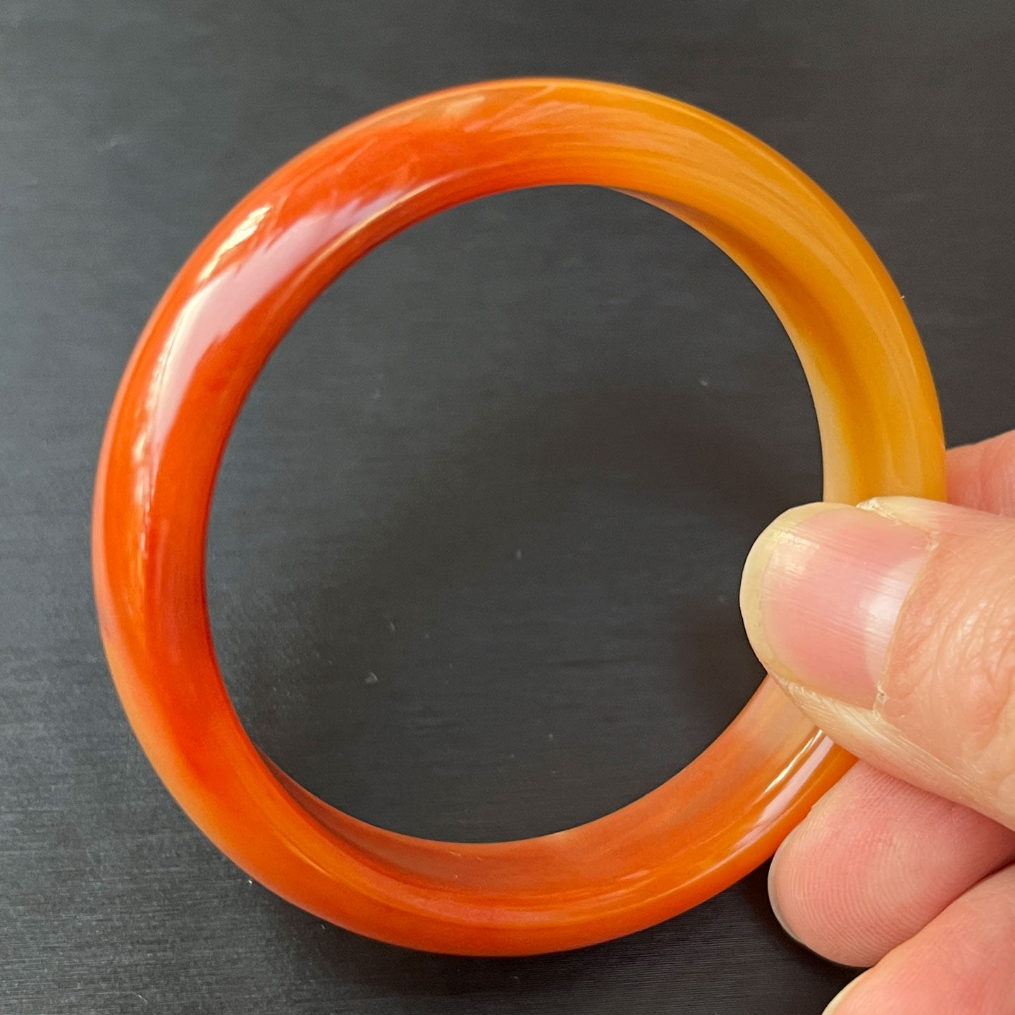 云南纯天然黄龙玉手镯内径50 红黄巧色送人自留都百搭