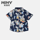 印花中大童薄款 2024儿童复古花衬衫 新款 夏季 三亚海边沙滩度假 套装