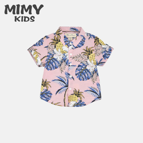 mimy花衬衫男童夏韩版港风度假风
