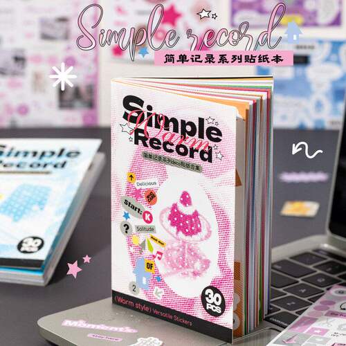 语闲deco切膜贴纸书 简单记录韩系ins风英文手帐素材手机装饰拼贴