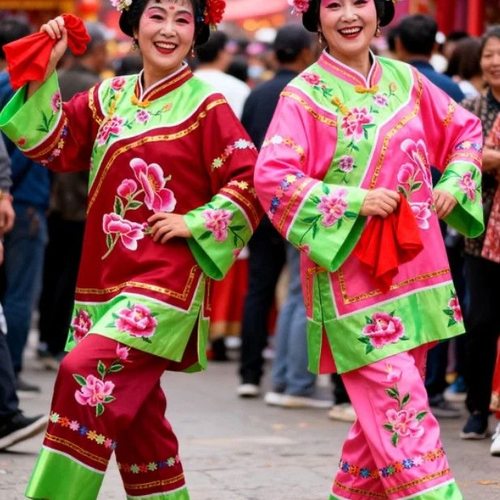 新款媒婆服装全套古装花卉刺绣演出服舞台表演服装女