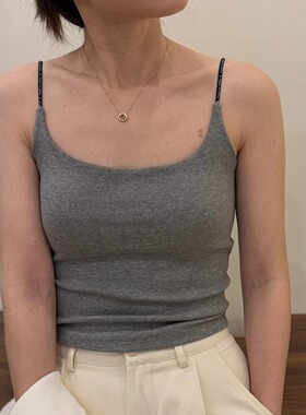 FAFA云感棉纯色字母简约带胸垫内搭打底上衣女细肩带美背吊带背心